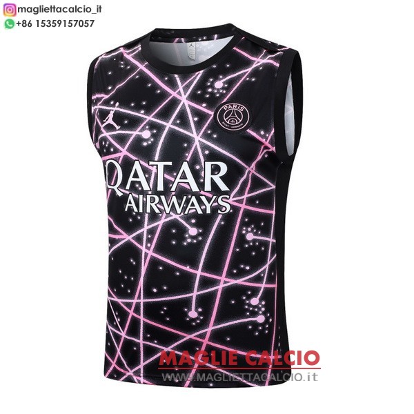 nuova senza maniche formazione divisione magliette psg 2025-2026 nero rosa