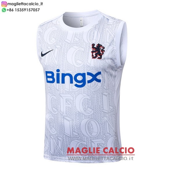 nuova formazione senza maniche magliette chelsea 2025-2026 bianco blu