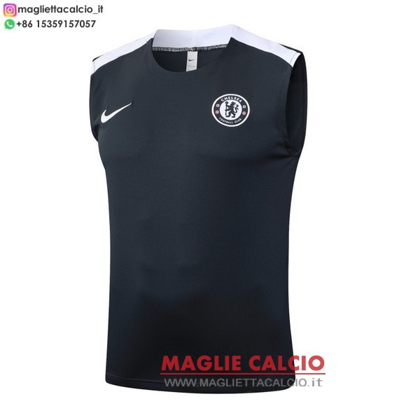 nuova formazione senza maniche magliette chelsea 2025-2026 grigio navy bianco