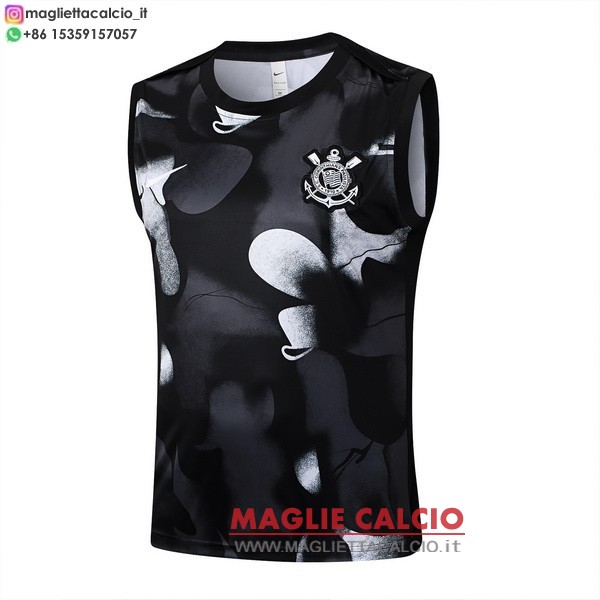 nuova formazione senza maniche divisione magliette corinthians paulista 2025-2026 nero grigio