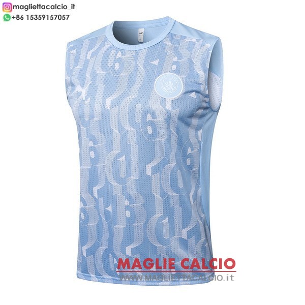 nuova formazione senza maniche divisione magliette manchester city 2024-2025 blu luce