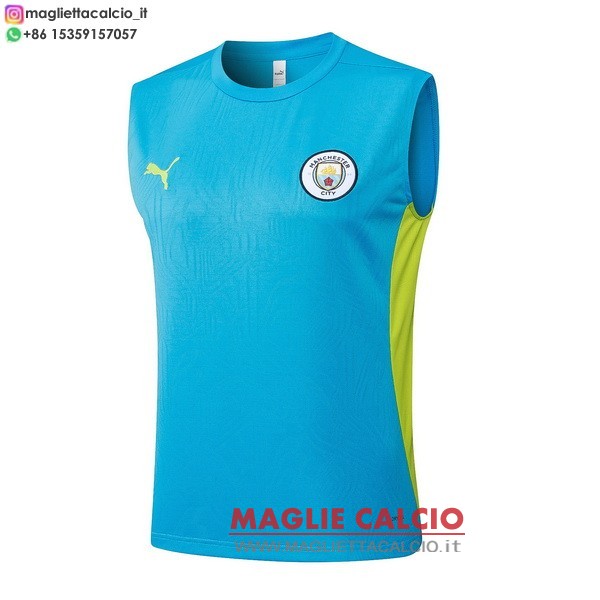 nuova formazione senza maniche divisione magliette manchester city 2024-2025 blu verde