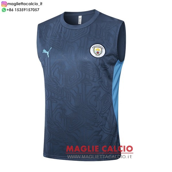 nuova formazione senza maniche divisione magliette manchester city 2024-2025 grigio blu