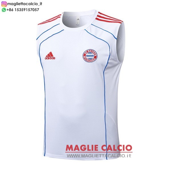 nuova magliette bayern monaco formazione senza maniche 2025-2026 bianco blu