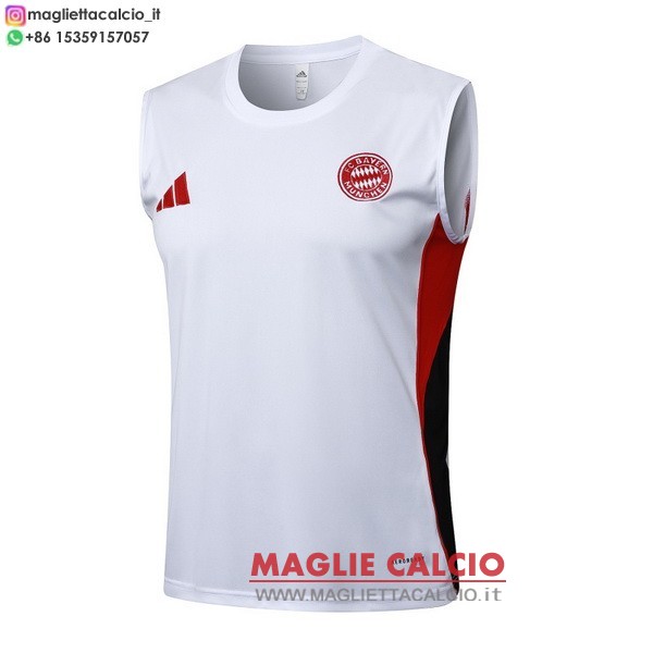 nuova magliette bayern monaco formazione senza maniche 2025-2026 bianco rosso nero