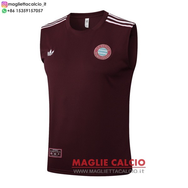 nuova magliette bayern monaco formazione senza maniche 2025-2026 borgogna