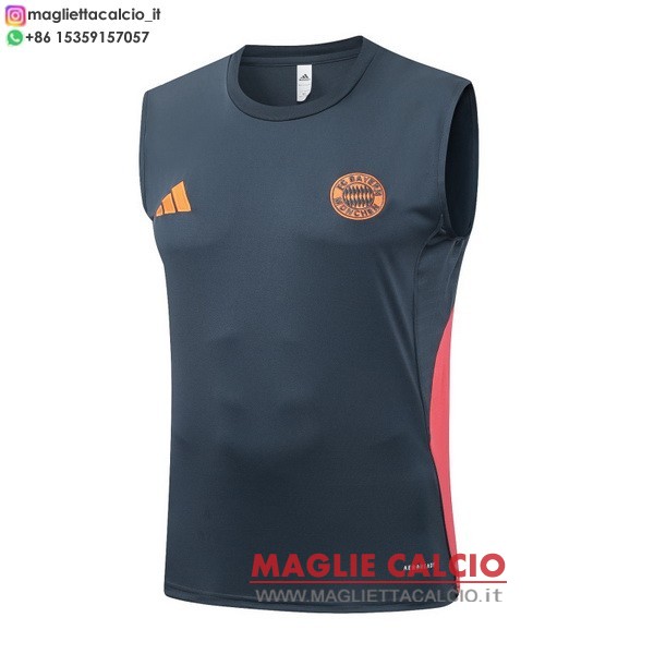 nuova magliette bayern monaco formazione senza maniche 2025-2026 grigio navy