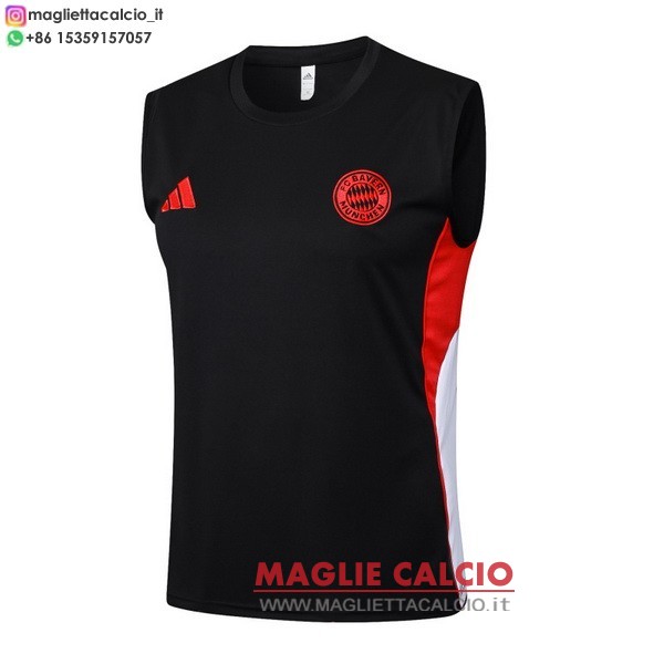 nuova magliette bayern monaco formazione senza maniche 2025-2026 nero rosso