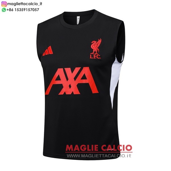 nuova senza maniche formazione magliette liverpool 2025-2026 nero rosso