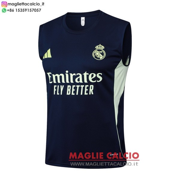nuova formazione senza maniche magliette real madrid 2025-2026 blu navy I verde
