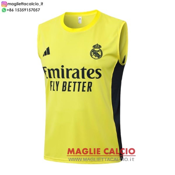 nuova formazione senza maniche magliette real madrid 2025-2026 giallo