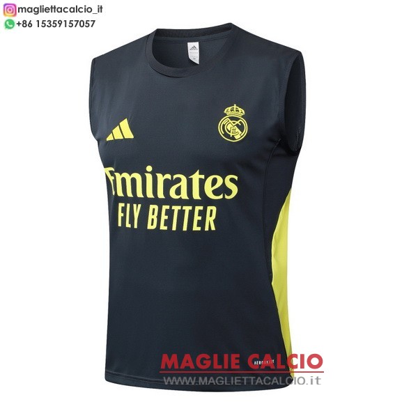 nuova formazione senza maniche magliette real madrid 2025-2026 grigio giallo