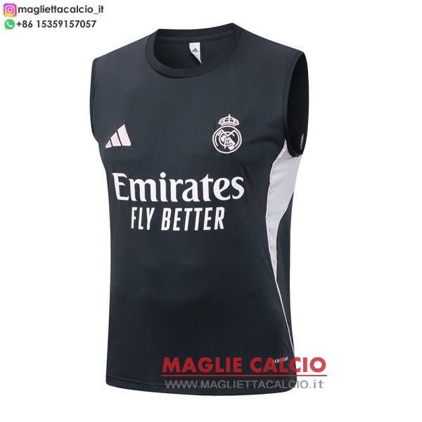 nuova formazione senza maniche magliette real madrid 2025-2026 grigio navy