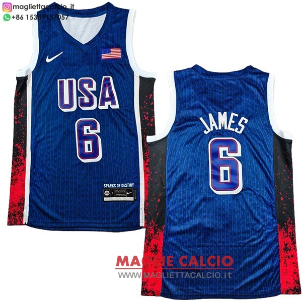 magliette USA 2024 LeBron James #6