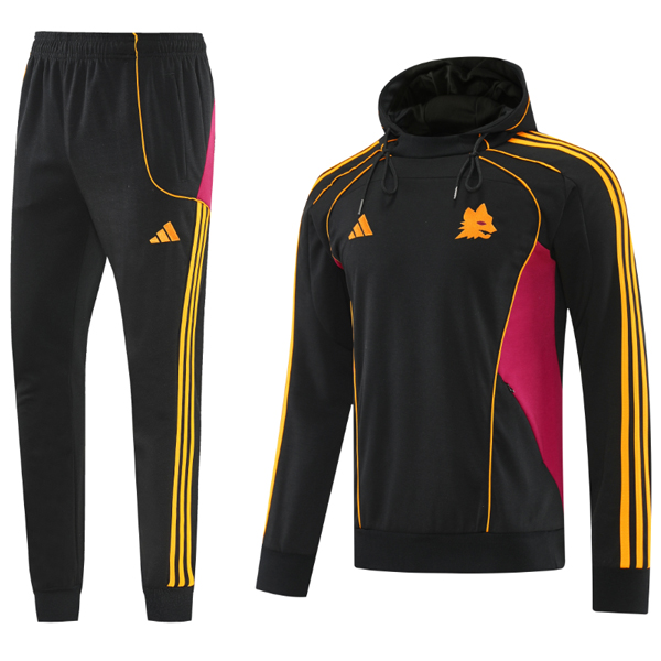 nuova as roma insieme completo nero giacca lunga zip 2025-2026