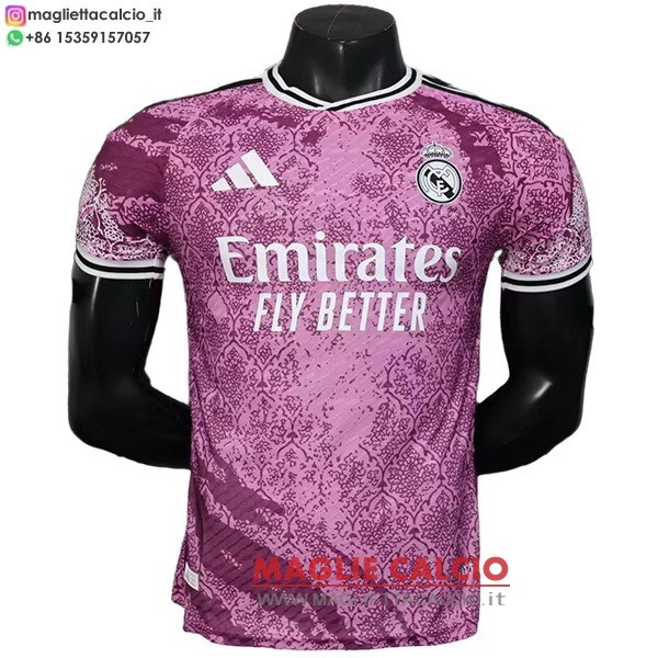 nuova speciale giocatori divisione magliette real madrid 2025-2026 purpureo rosa bianco