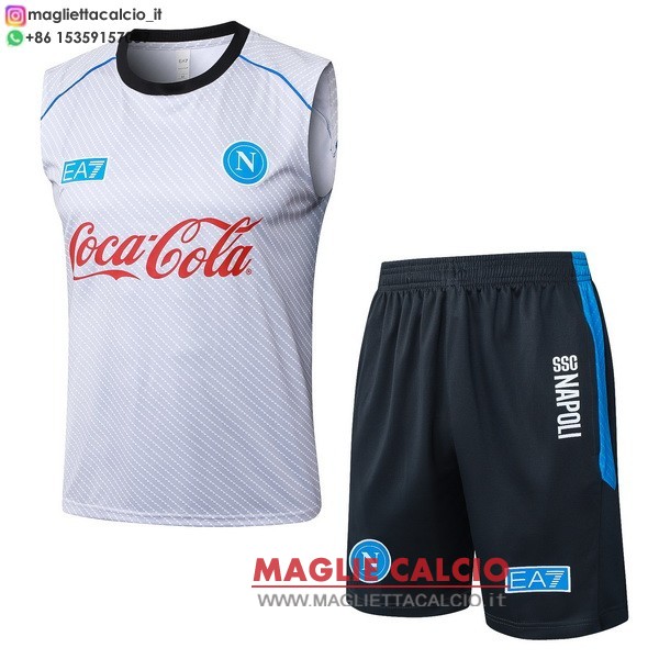 nuova senza maniche formazione set completo divisione magliette napoli 2025-2026 bianco rosso blu