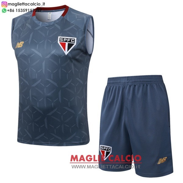 nuova senza maniche formazione divisione magliette set completo sao paulo 2025-2026 grigio