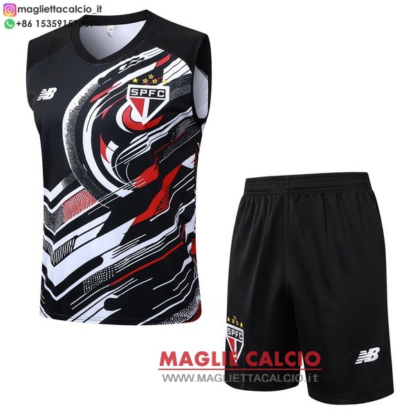 nuova senza maniche formazione divisione magliette set completo sao paulo 2025-2026 nero rosso