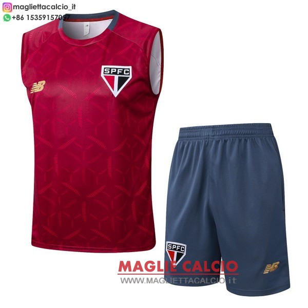 nuova senza maniche formazione divisione magliette set completo sao paulo 2025-2026 rosso grigio