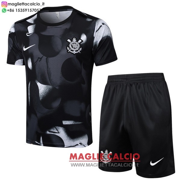 nuova formazione set completo divisione magliette corinthians paulista 2025-2026 nero grigio