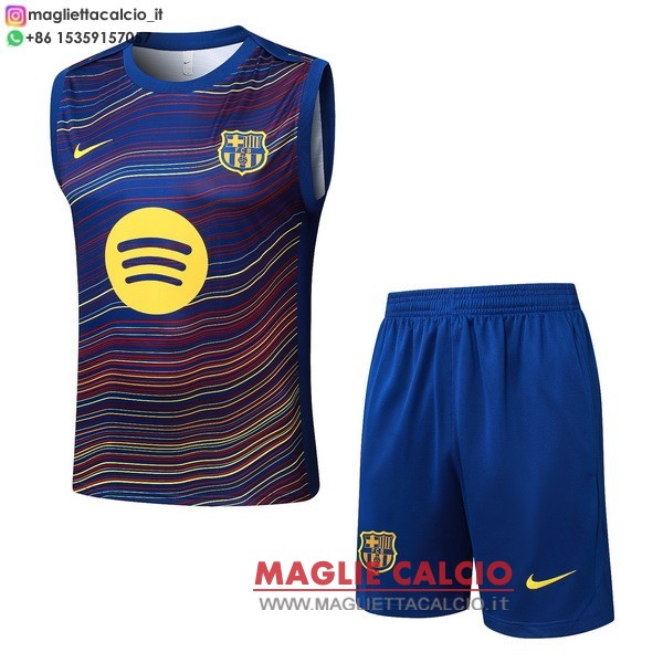 nuova formazione senza maniche set completo divisione magliette barcelona 2025-2026 blu giallo