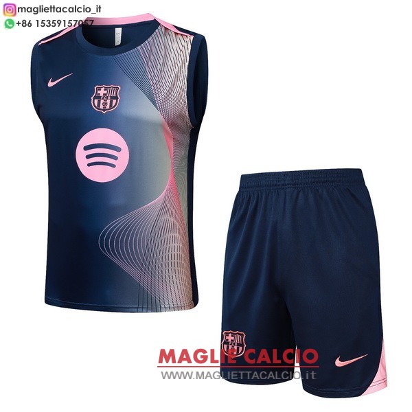 nuova formazione senza maniche set completo divisione magliette barcelona 2025-2026 blu rosa
