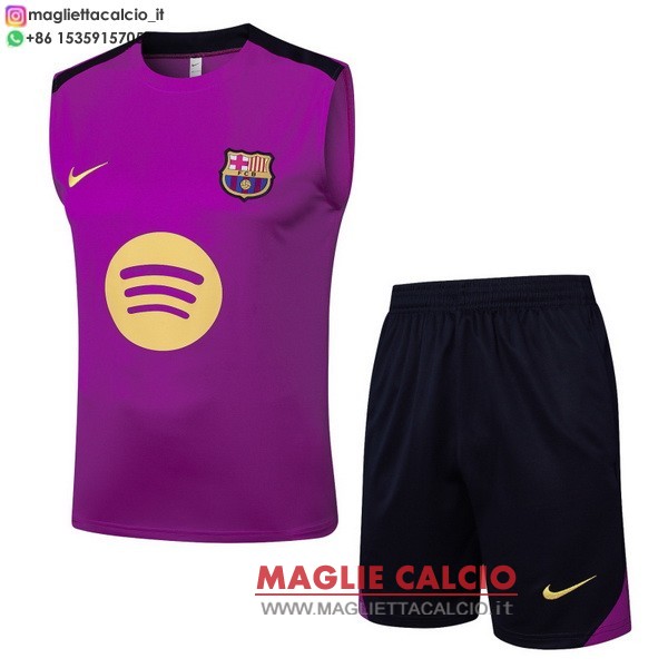 nuova formazione senza maniche set completo divisione magliette barcelona 2025-2026 purpureo blu