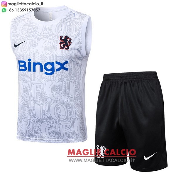 nuova formazione senza maniche set completo magliette chelsea 2025-2026 bianco blu nero