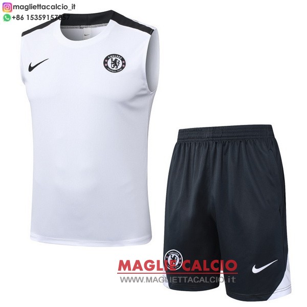 nuova formazione senza maniche set completo magliette chelsea 2025-2026 bianco nero
