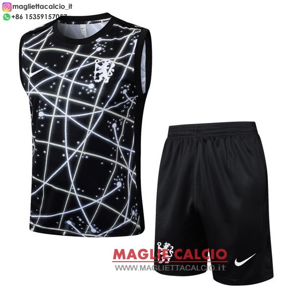 nuova formazione senza maniche set completo magliette chelsea 2025-2026 nero bianco