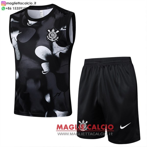 nuova formazione set completo senza maniche divisione magliette corinthians paulista 2025-2026 nero grigio