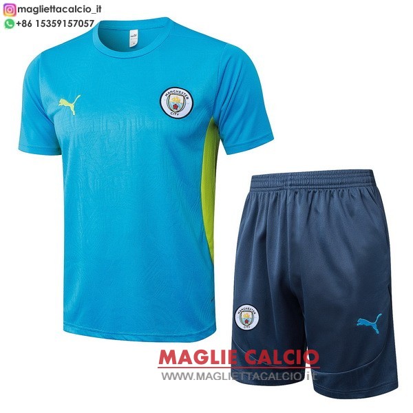 nuova formazione set completo divisione magliette manchester city 2024-2025 blu
