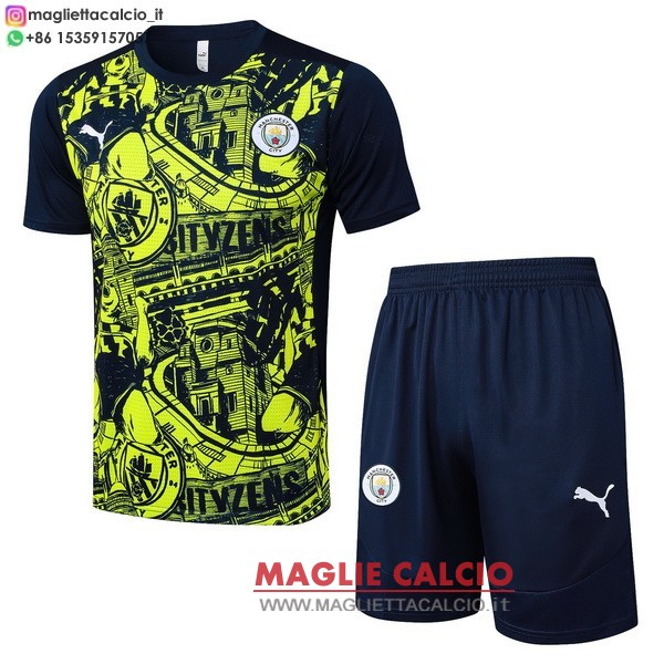 nuova formazione set completo divisione magliette manchester city 2024-2025 verde blu navy