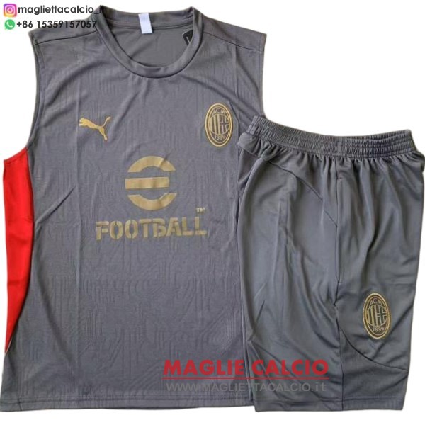 nuova formazione senza maniche set completo magliette ac milan 2025-2026 grigio rosso