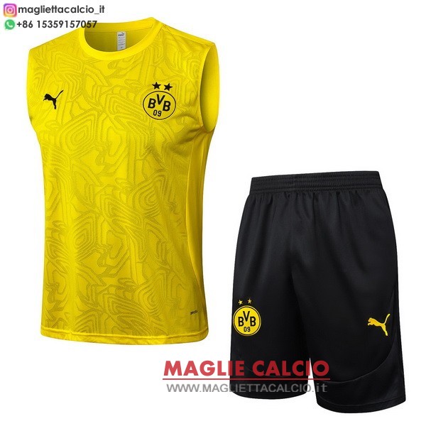 nuova formazione senza maniche set completo divisione magliette borussia dortmund 2024-2025 giallo I nero