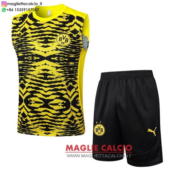 nuova formazione senza maniche set completo divisione magliette borussia dortmund 2024-2025 giallo nero