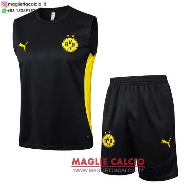 nuova formazione senza maniche set completo divisione magliette borussia dortmund 2024-2025 nero giallo