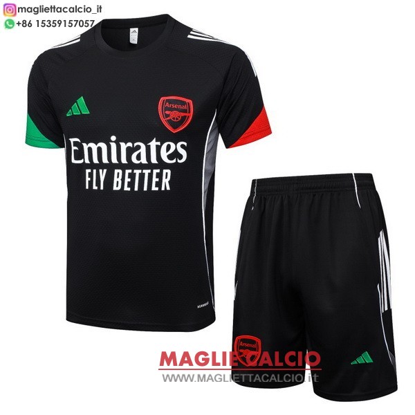 nuova formazione set completo magliette arsenal 2025-2026 nero rosso