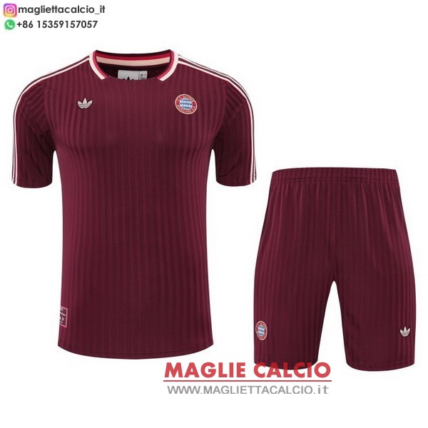 nuova magliette bayern monaco formazione set completo 2025-2026 rosso