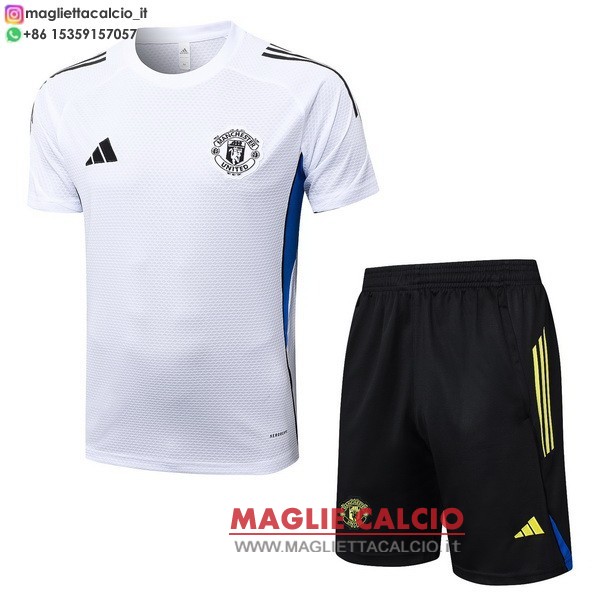nuova formazione divisione magliette set completo manchester united 2025-2026 bianco blu nero