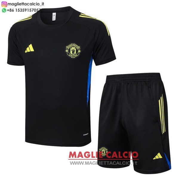 nuova formazione divisione magliette set completo manchester united 2025-2026 nero giallo