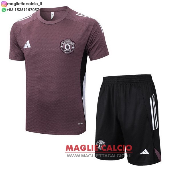 nuova formazione divisione magliette set completo manchester united 2025-2026 purpureo nero