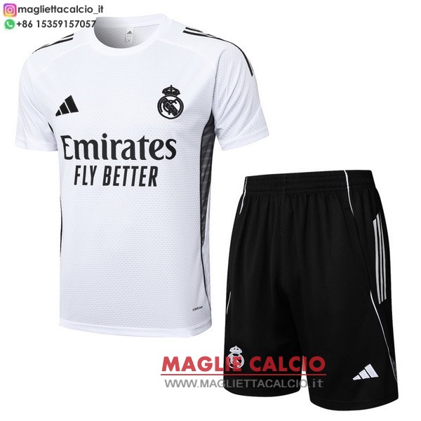 nuova formazione magliette set completo real madrid 2025-2026 bianco nero