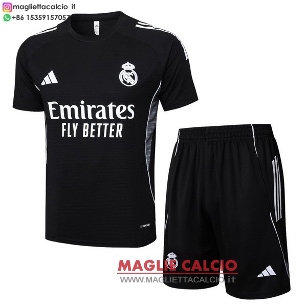 nuova formazione magliette set completo real madrid 2025-2026 nero bianco