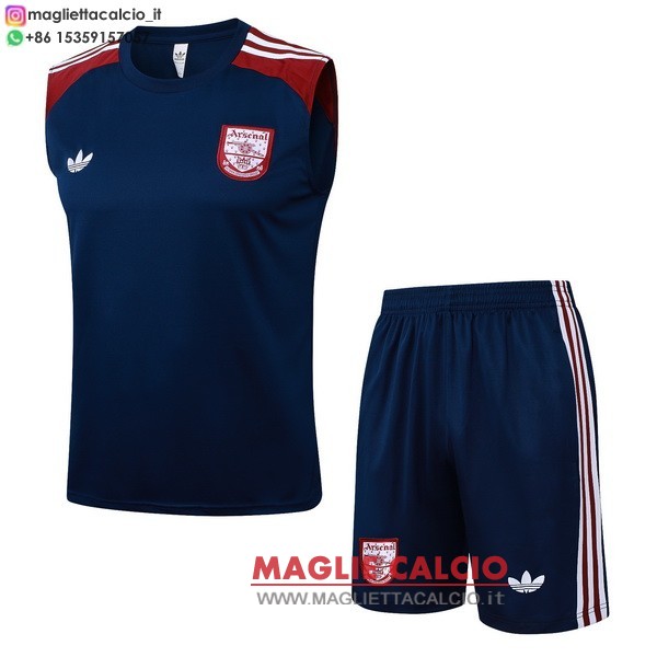 nuova formazione senza maniche set completo magliette arsenal 2025-2026 blu navy I rosso