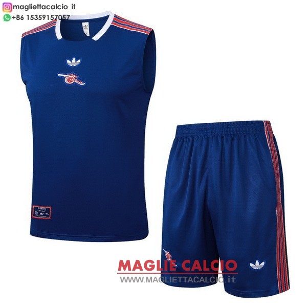 nuova formazione senza maniche set completo magliette arsenal 2025-2026 blu navy rosso
