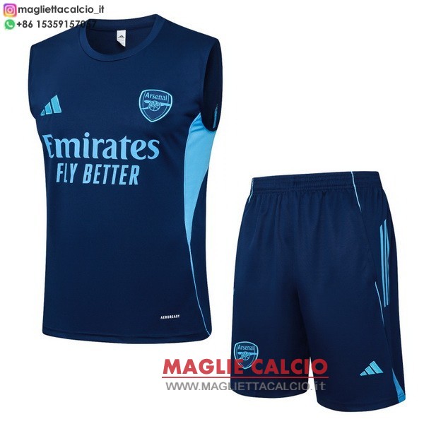 nuova formazione senza maniche set completo magliette arsenal 2025-2026 blu navy