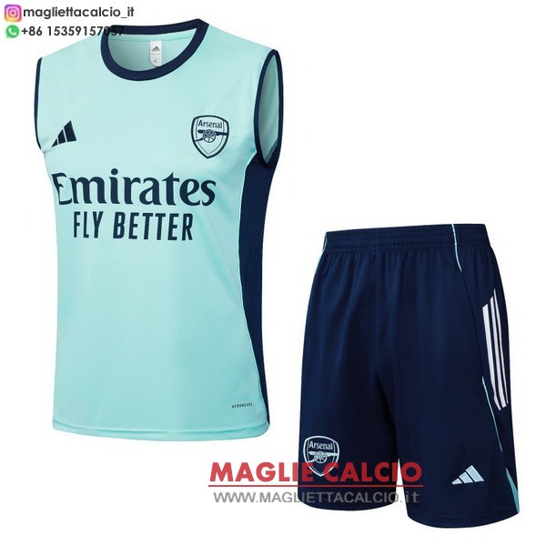 nuova formazione senza maniche set completo magliette arsenal 2025-2026 verde luce blu