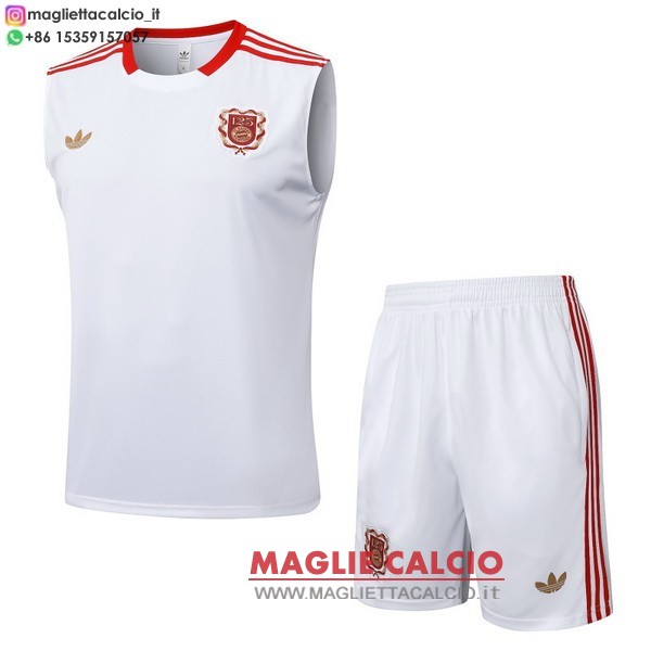 nuova magliette bayern monaco formazione senza maniche set completo 2025-2026 bianco rosso